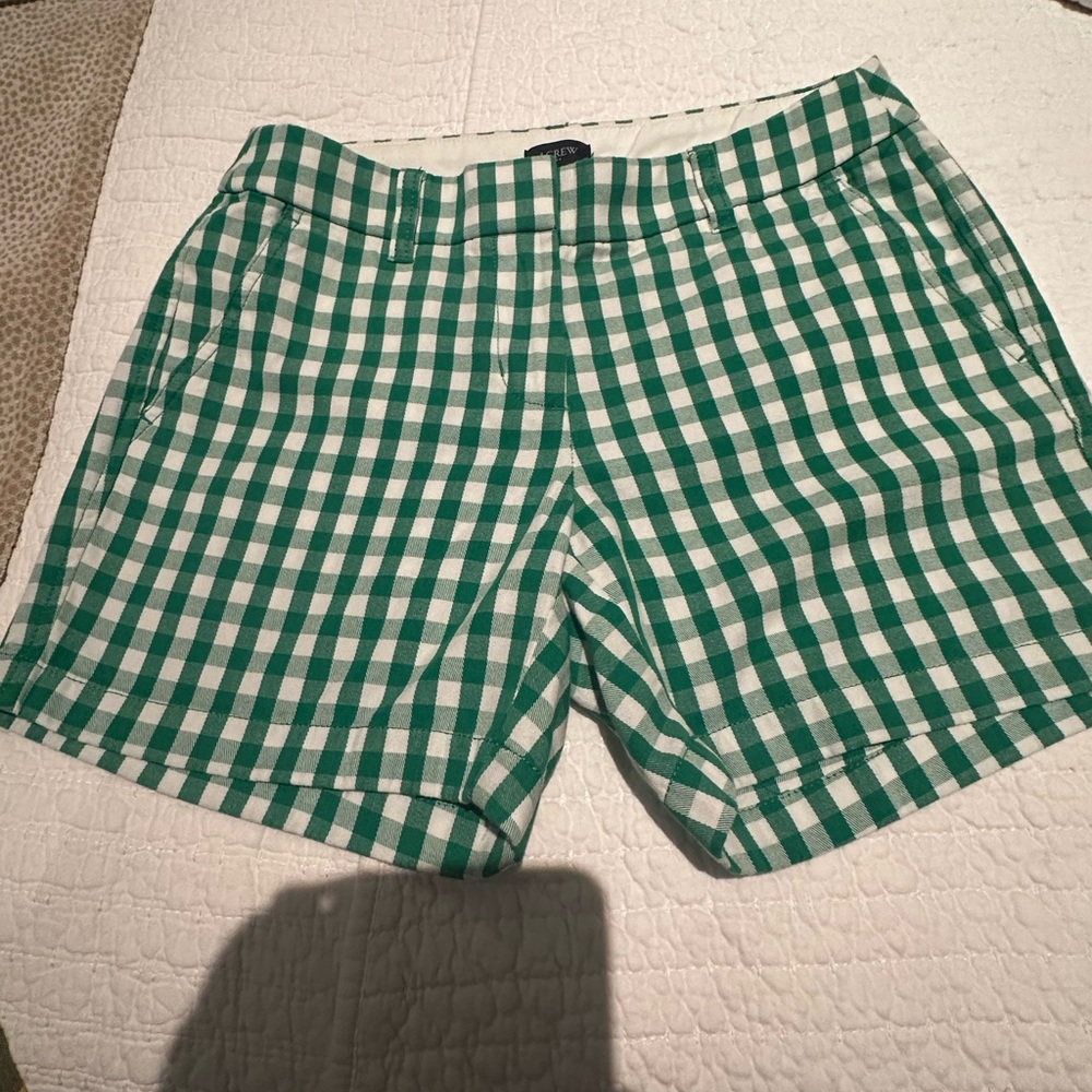 J crew 5 inch Green Checkered Women's Shorts